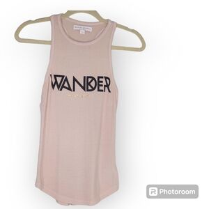 Spiritual Gangster Wander Racer Back Cut Ribbed Knit Tank Top Soft Pink XS